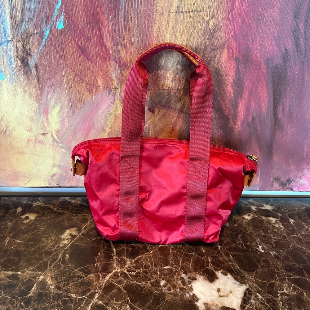Bric's Raspberry Nylon Tote with Leather Trim - Picture 5 of 8